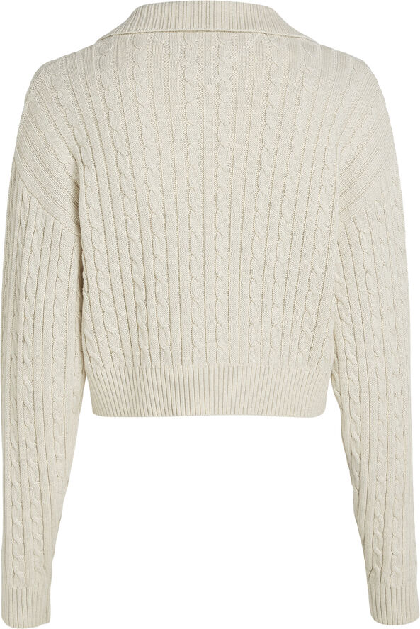 Tommy Hilfiger TJW CABLE RUGBY SWEATER Ancient white melange