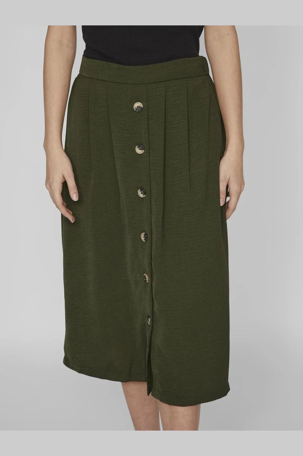 Vila Vitiff Midi Button Skirt/Pb/Ka
