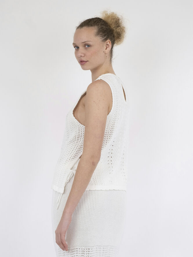 Neo Noir Aritza Crochet Knit Top White