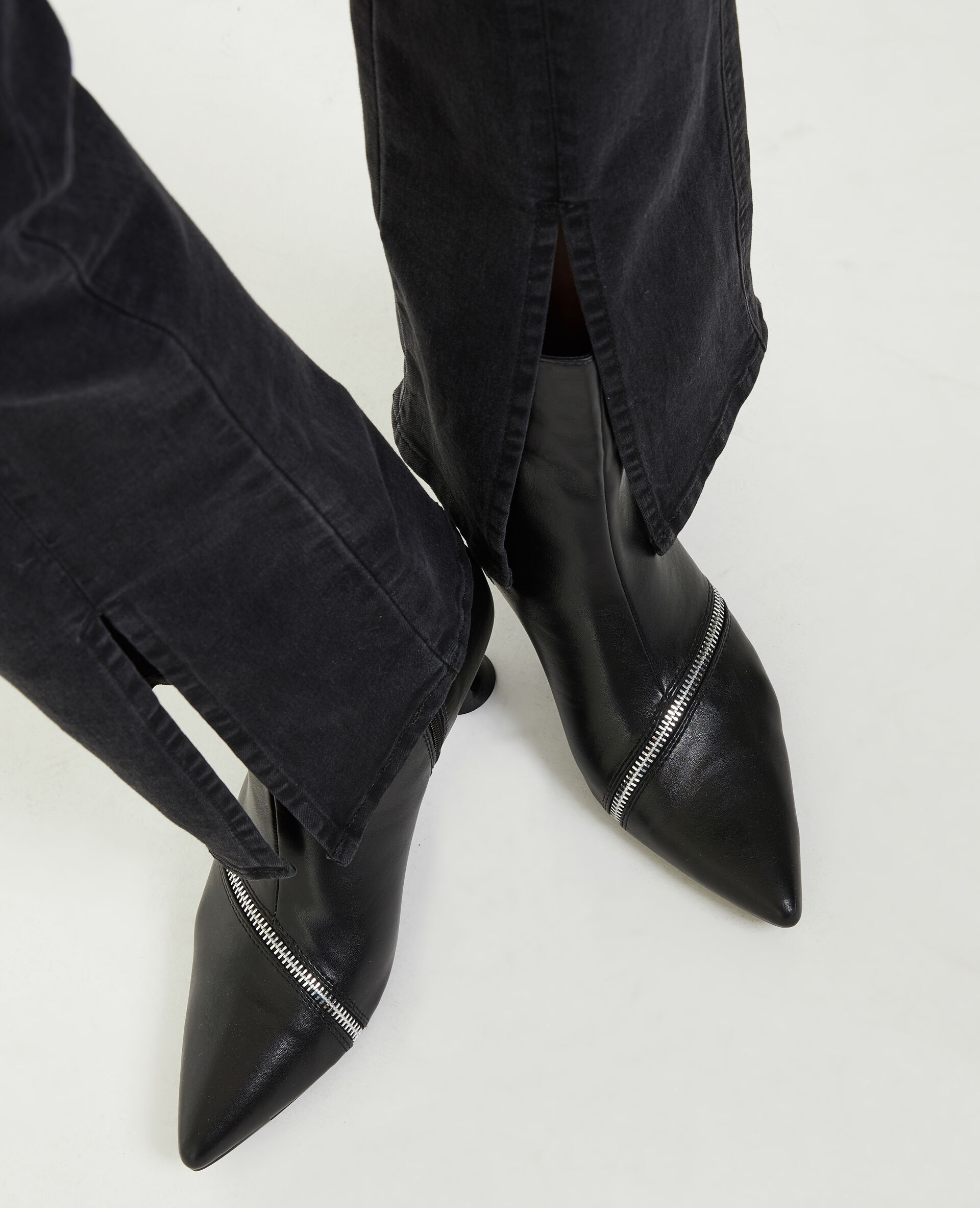 Boots bout pointu talon bobine - Noir