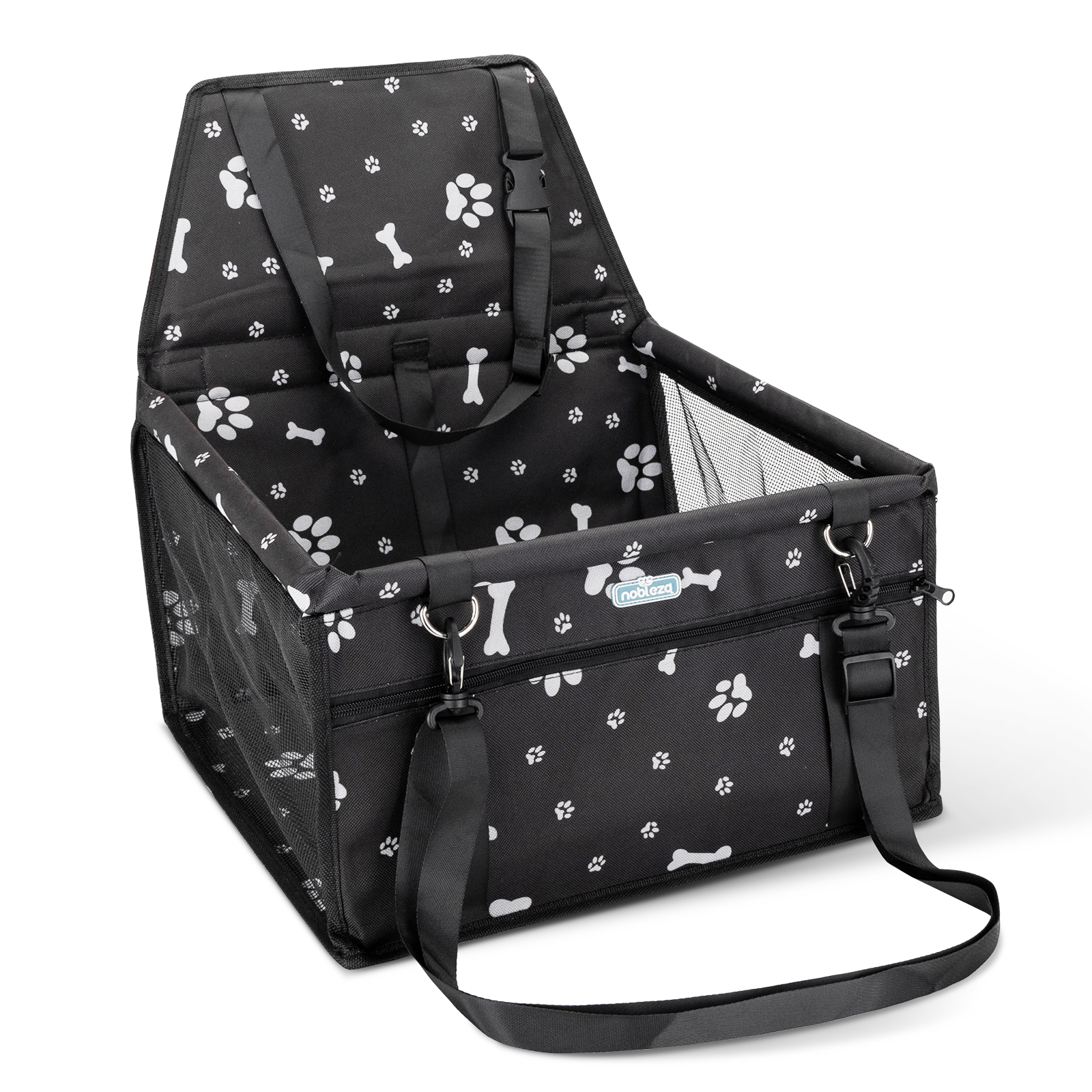 Nobleza - Reforço para Assento de Carro para Cães, Assento de Segurança para Animais de Estimação para Cães e Gatos, Bolsa de Viagem Dobrável e Lavável para Outros Animais de Pequeno Porte com Bolso com Zíper, 40 * 34 * 25 cm, Preto