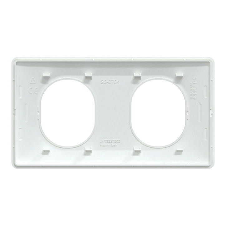 Plaque de finition double Schneider Electric Ovalis blanc bague laiton