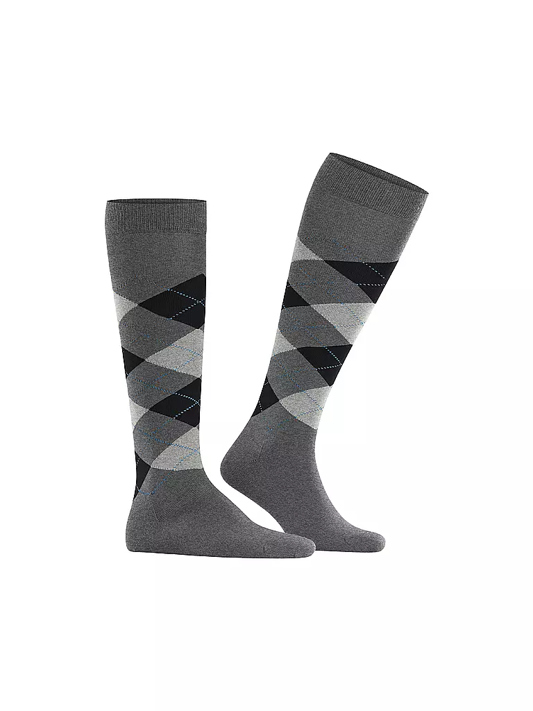 BURLINGTON Herren Kniestrümpfe EDINBURGH 40-46 asphalt mel grau