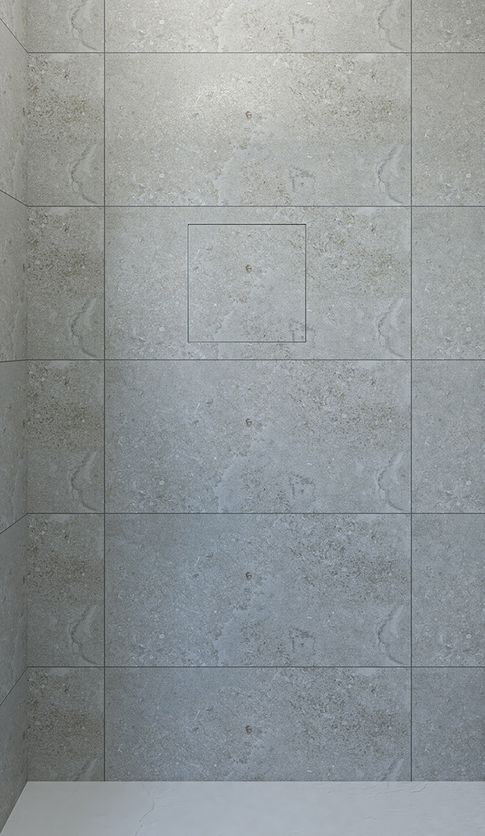 Mueller Round inbouwnis betegelbaar RVS 30x30x14cm