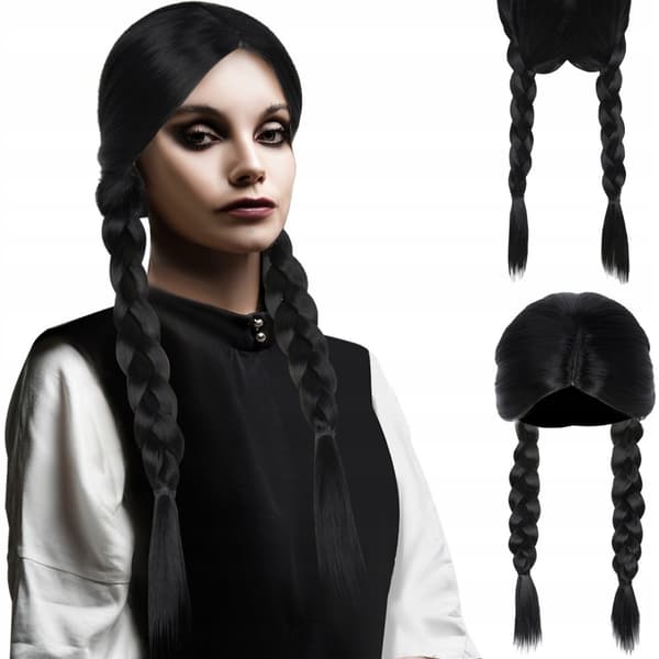 Wednesday Parykk med Fletter – Addams