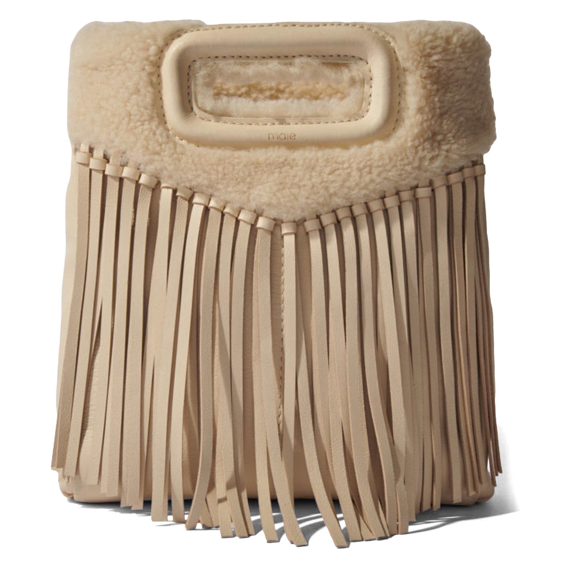 M MOUT FRINGES - Sac bandoulière avec détails franges et sherpa | Blanc