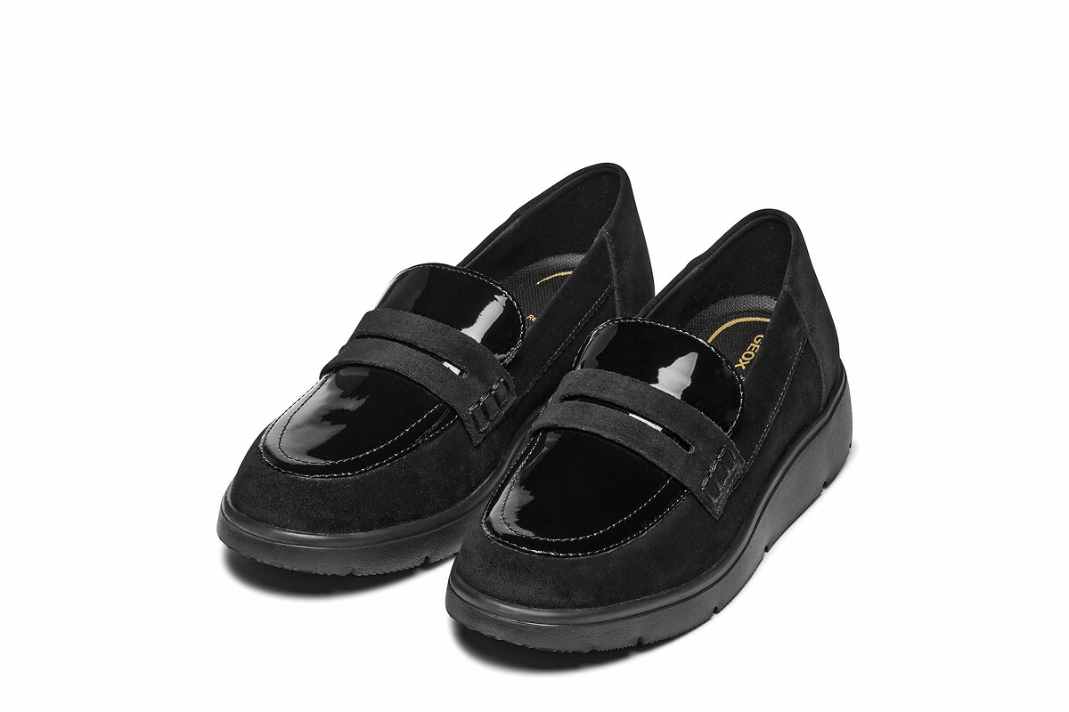 GEOX<br>Mocassins de couro respirável com salto anabela Arlara