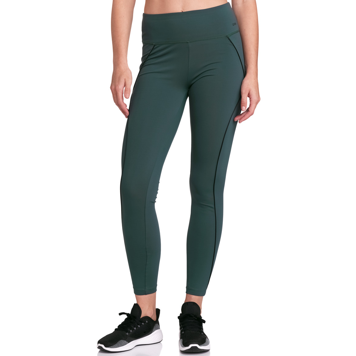 Gina Sports Damen Sport-Leggings mit Kontrastpiping dunkelgrün