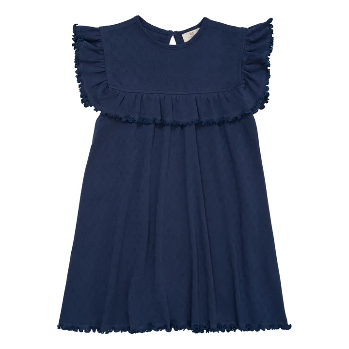 Copenhagen Colors Robe Pointelle Volants | Bleu marine