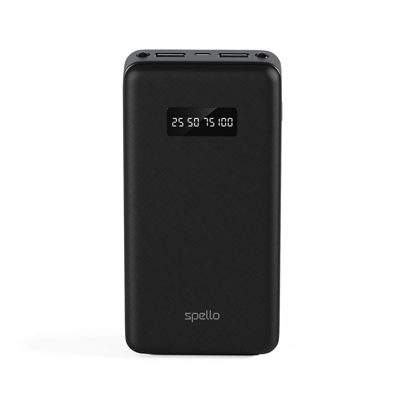 (10W) 15000mAh Dual USB A / USB C Powerbank Ladegerät inkl. Micro USB Ladekabel mit LED Anzeige - Schwarz