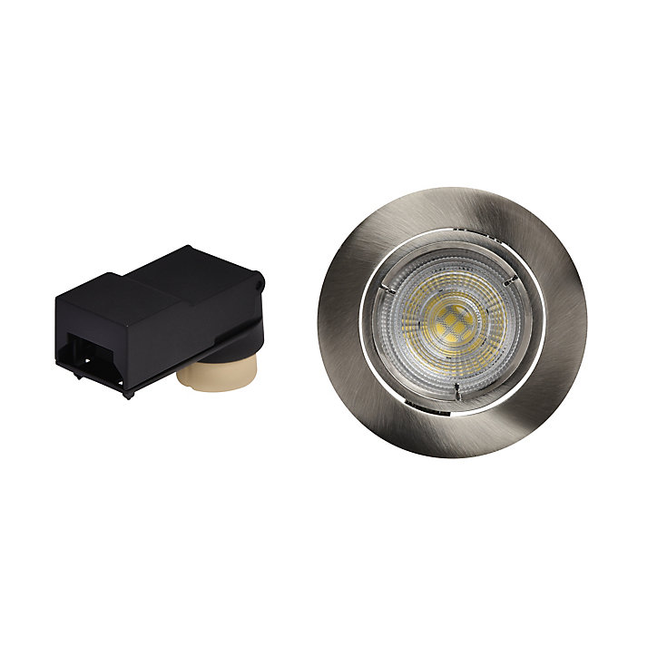 Spot encastrable Debye GU10 blanc chaud IP20 dimmable 520lm 5.8W Ø8.5xH.9.4cm chrome GoodHome