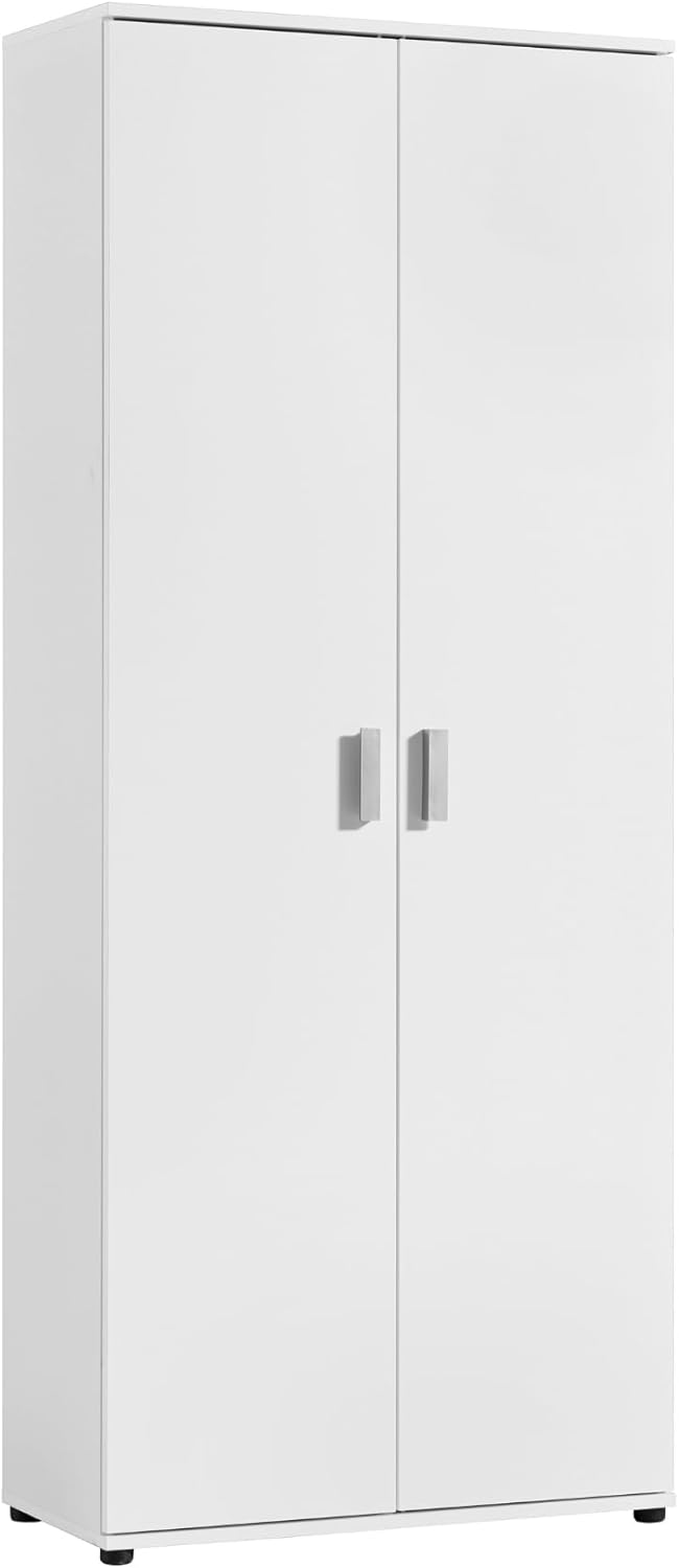 Home Collective Mehrzweckschrank 75cm breit mit 2 Türen 6 Einlegeböden Vielseitiger Haushaltsschrank für Vorräte Putzmittel Akten Universalschrank für Haushalt Flur Büro Keller 75x35x184cm(BxTxH) Weiß
