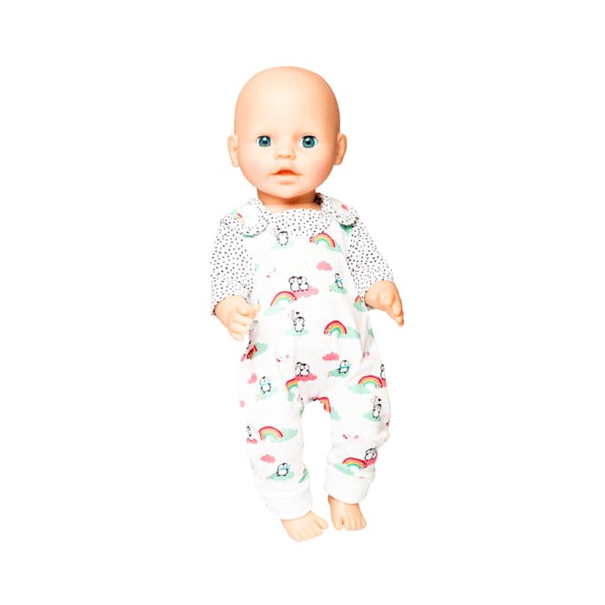 Puppenstrampler Set - Pinguin - Pünktchen - Größe 35 - 45 cm
