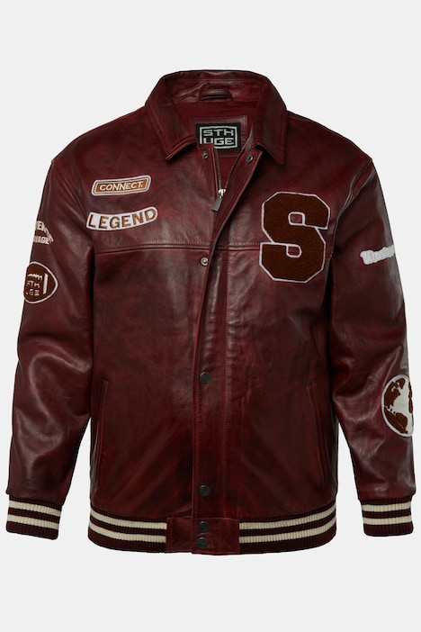 STHUGE Leder-Collegejacke, echtes Leder, Hemdkragen, bis 7 XL