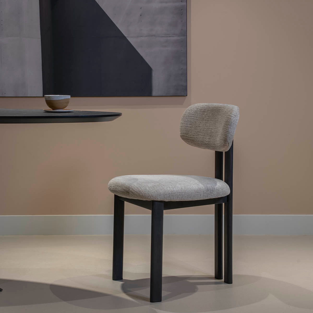 Giga Meubel - Eetkamerstoel Noor Beige|Zwart  - Set van 2