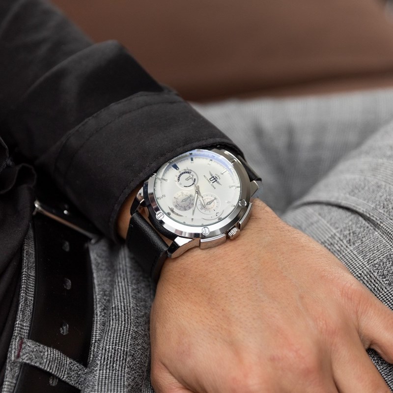 Montre Homme M. JOHN bracelet Cuir Noir