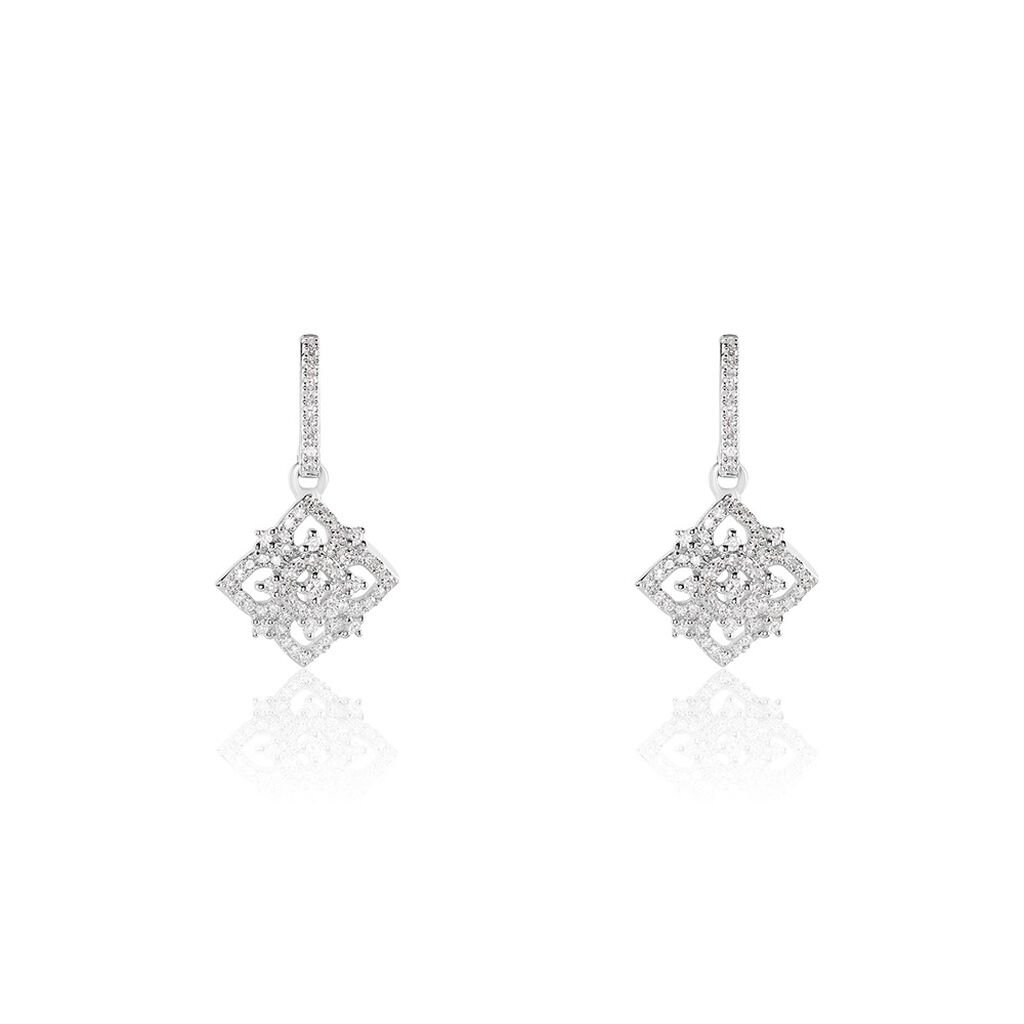 Boucles D'oreilles Pendantes Rosée Or Blanc Diamant