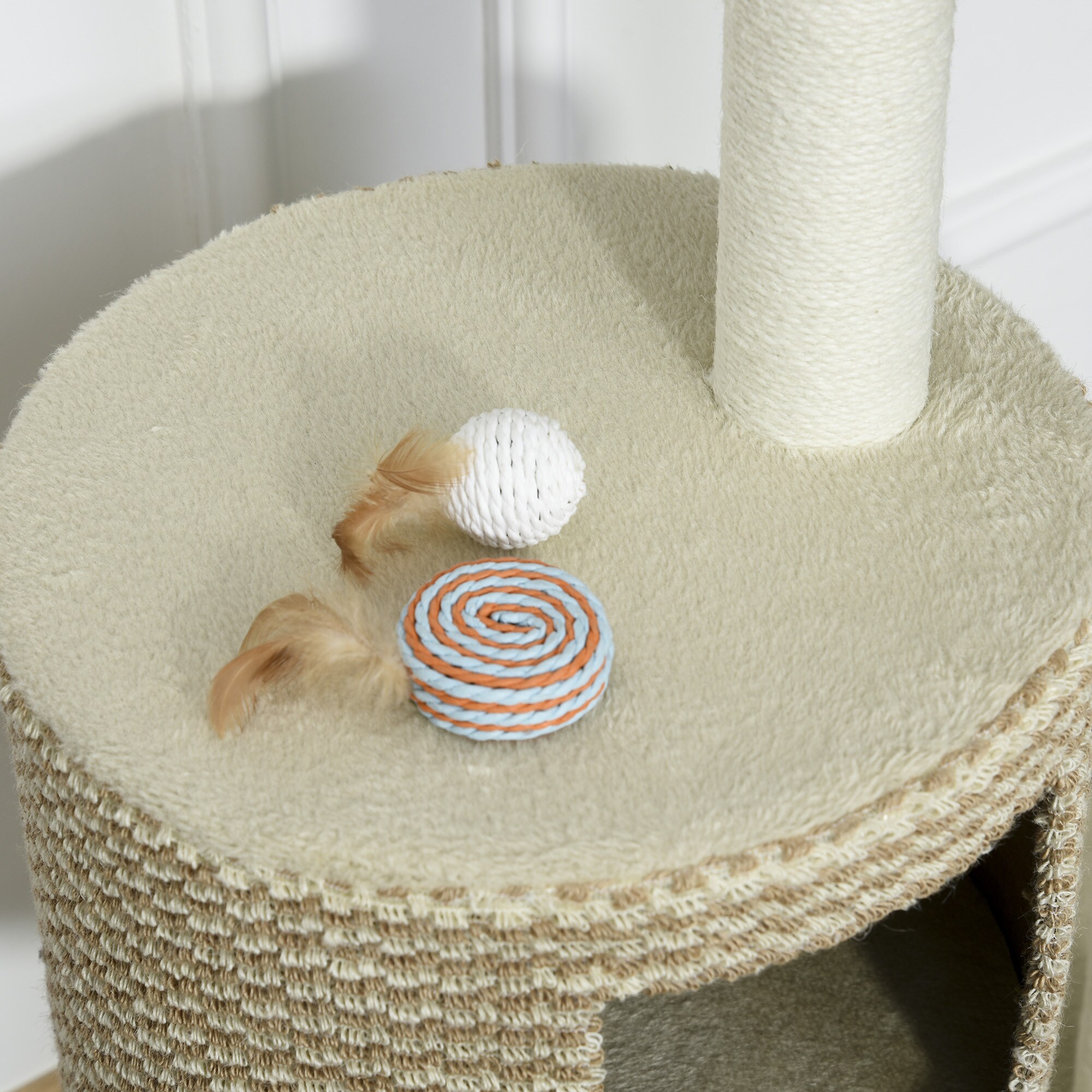 PawHut Katzenbaum mit Kuschelhöhle beige, braun 61 x 41 x 96 cm (BxTxH)