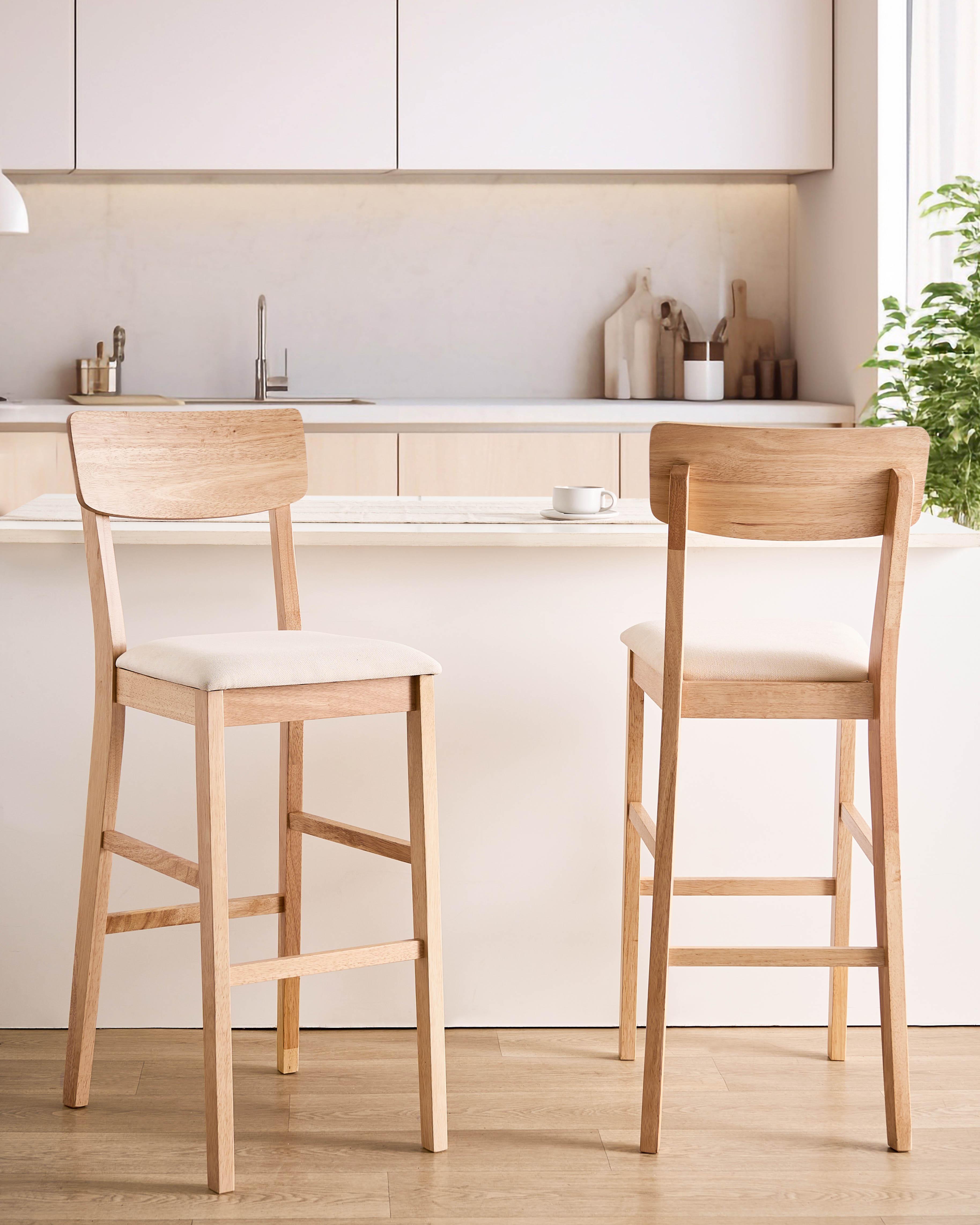 Set van 2 barstoelen AMBLER Hout Lichtbruin/beige