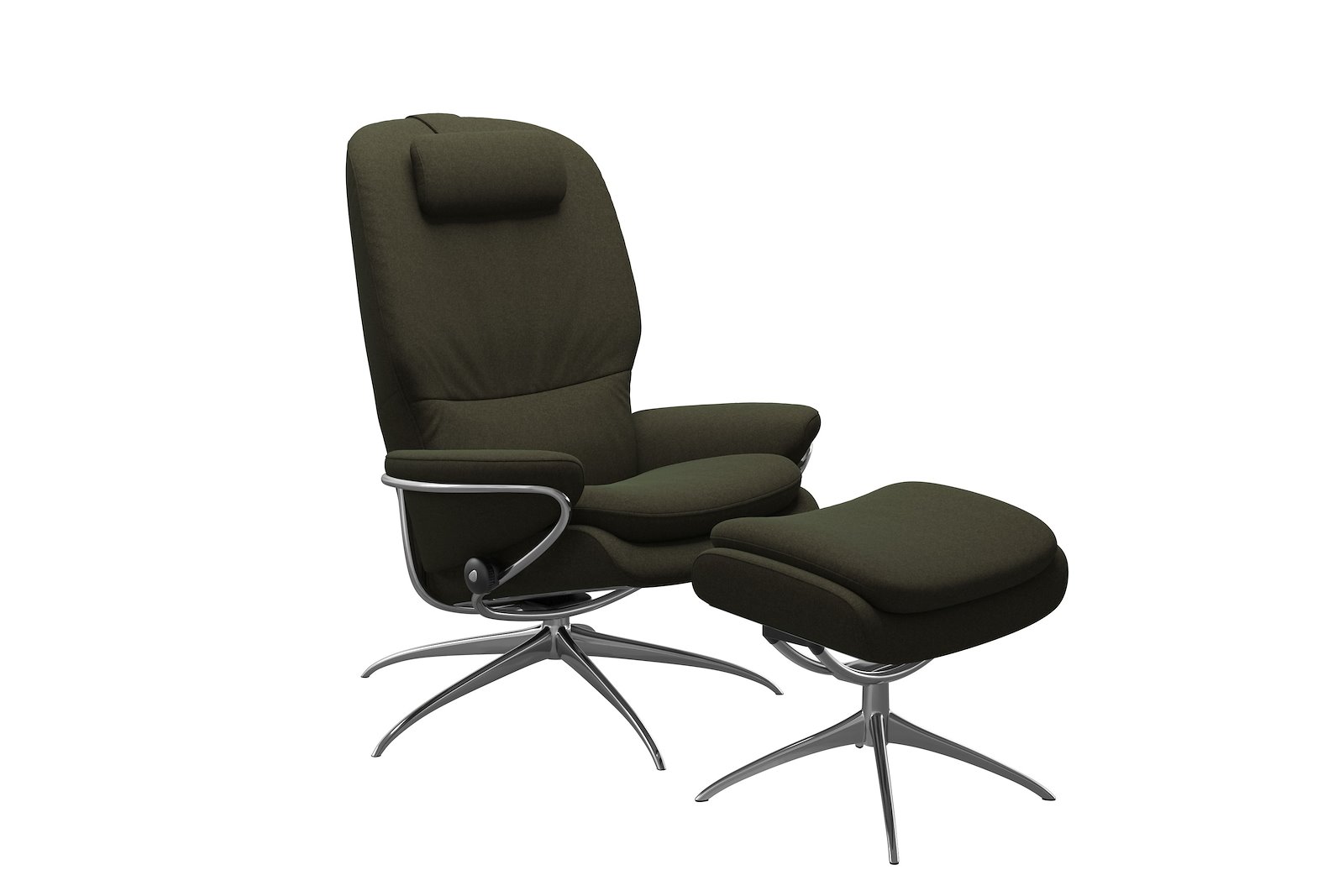 Rome lenestol m/krakk Tekstil Calido Green - Star - Chrome