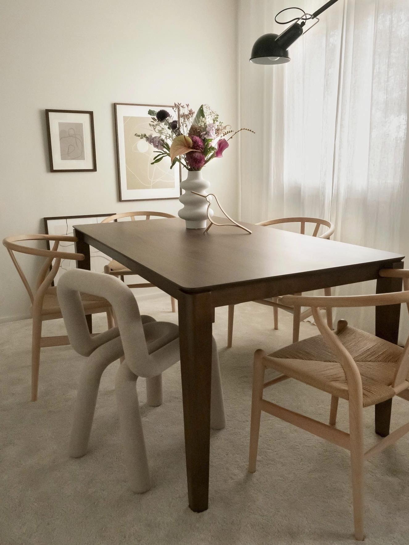 Eettafel LOTTIE Donker walnoothout 90 cm 160 cm