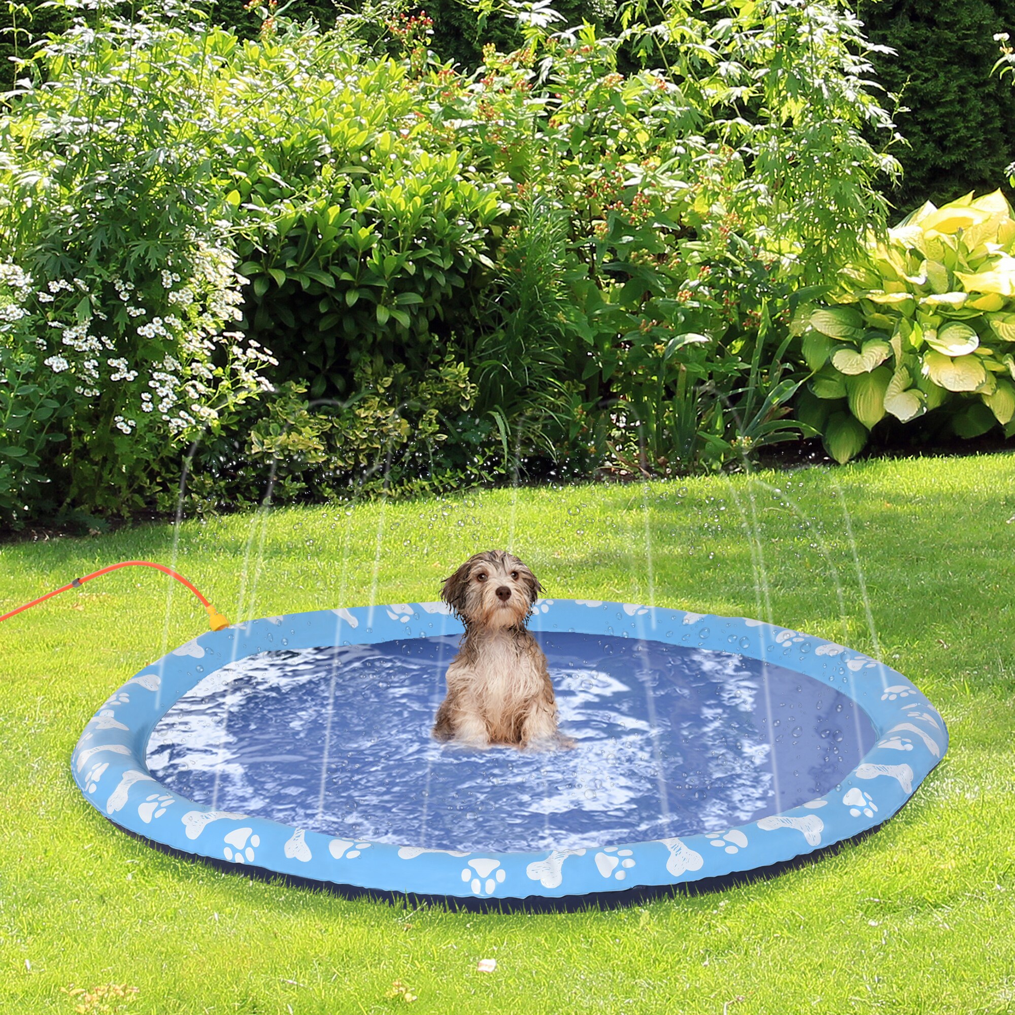PawHut Hunde-Planschbecken faltbar für leichten Transport blau Ø150 cm