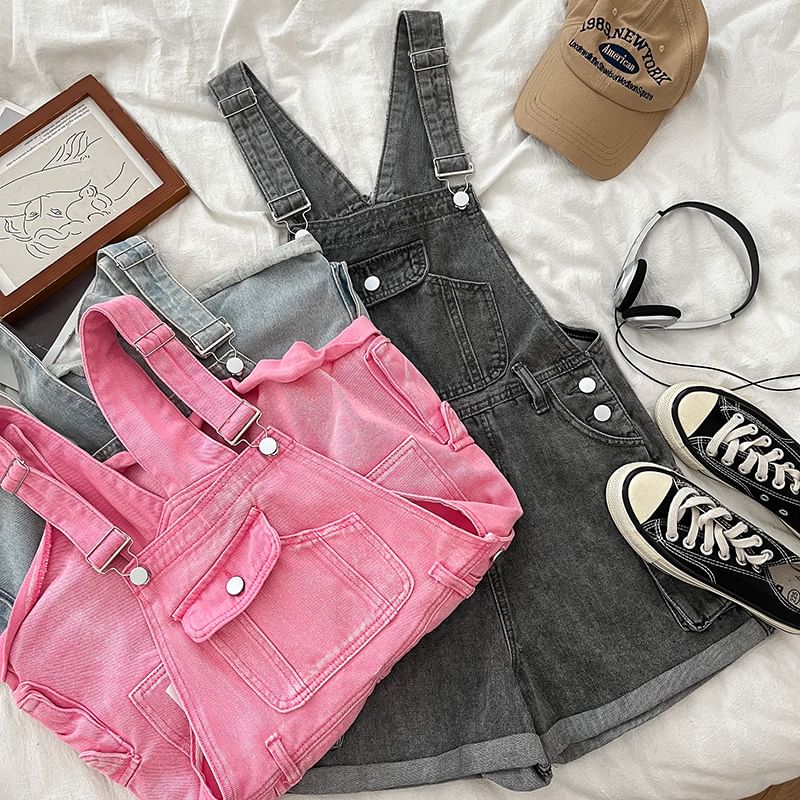 Babique - Gewassen Cargo Denim Jumper Shorts
