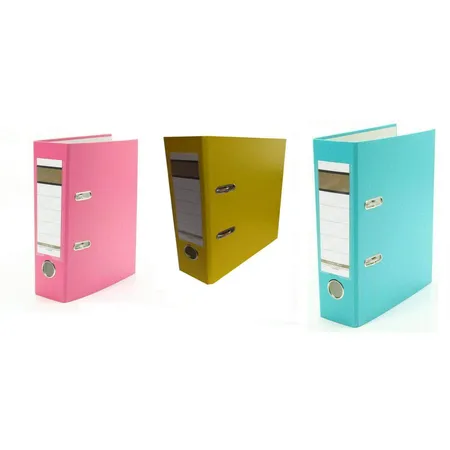 Livepac Office Ordner DIN A5, quer, 75 mm breit, 3 Stück je 1x in gelb, pink und türkis