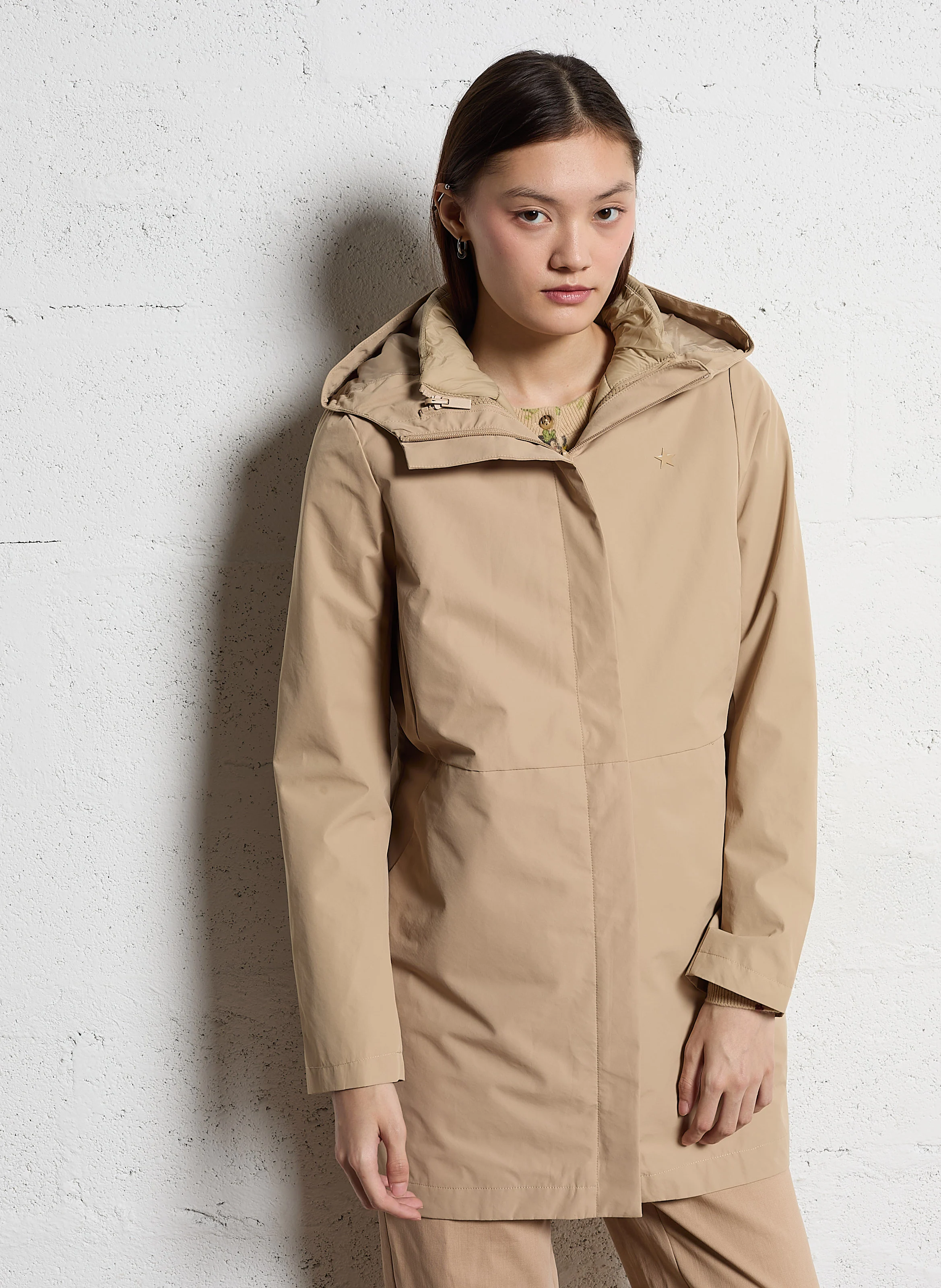 VALENE - Parka déperlante droite | Beige