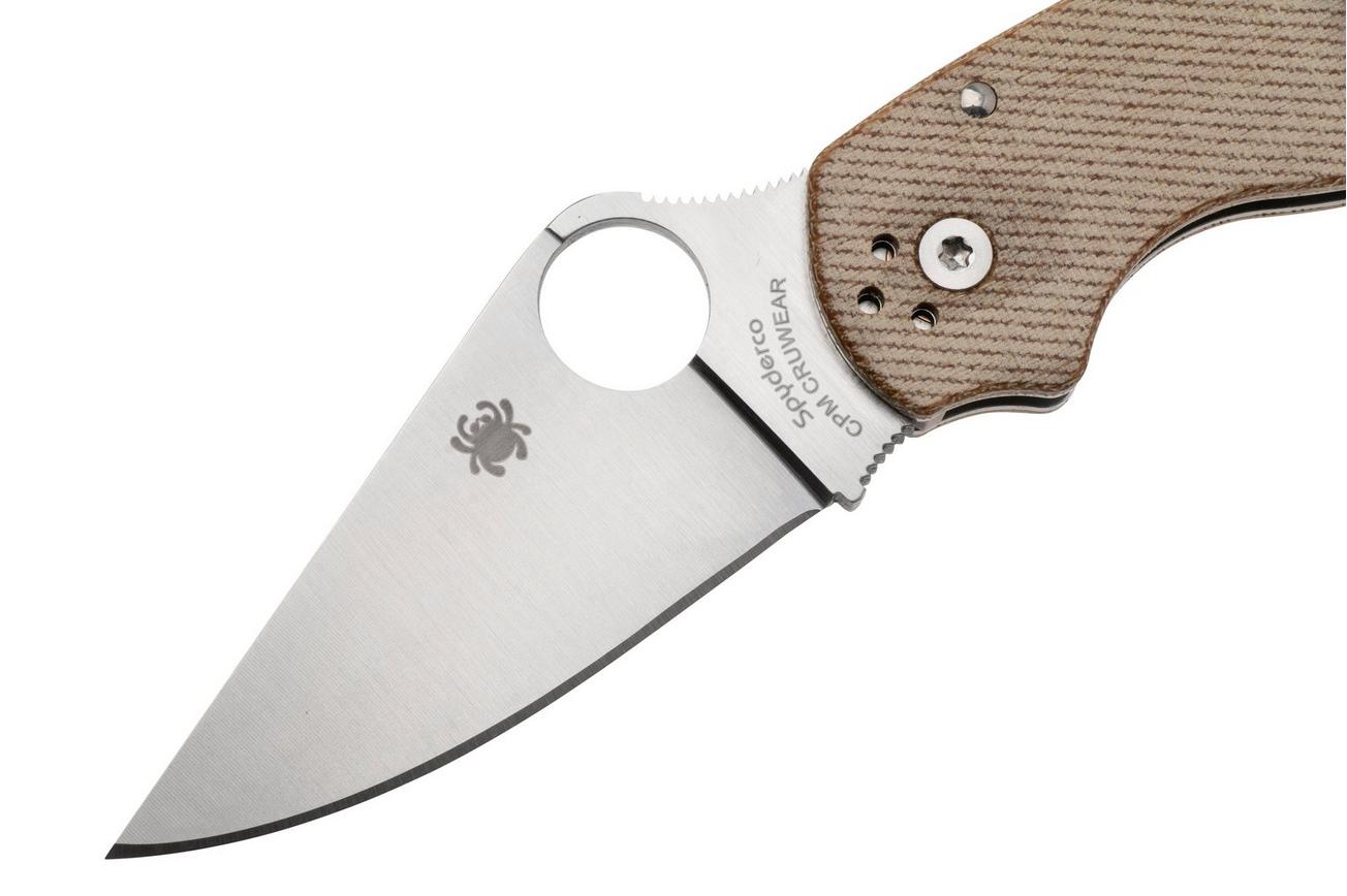 Spyderco Para 3 CPM Cru-Wear C223MPCW Brown Canvas Micarta, zakmes