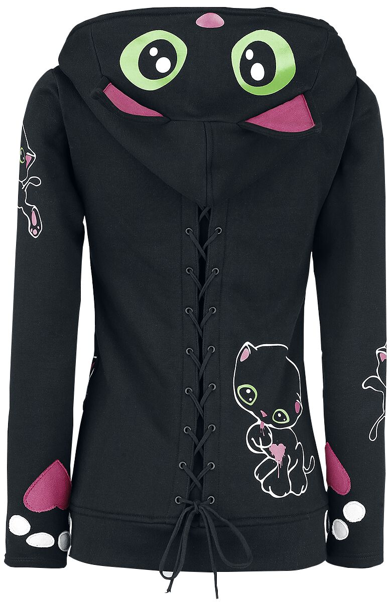 Black Cat Hood | Cupcake Cult Sweat-shirt zippé à capuche