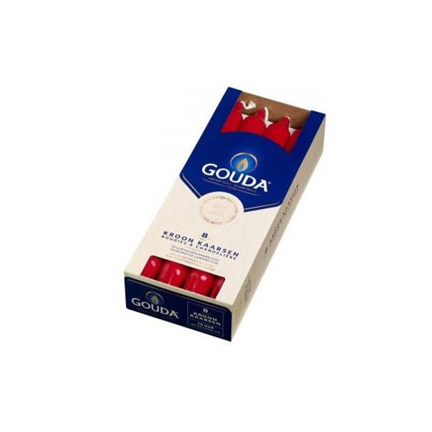 Gouda kroonkaars - rood - doos met 8 stuks