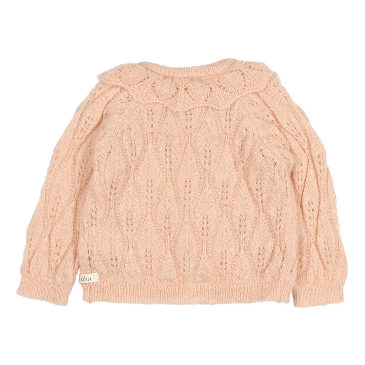 Búho Cardigan Ajouré Col Volants Boho  | Rose