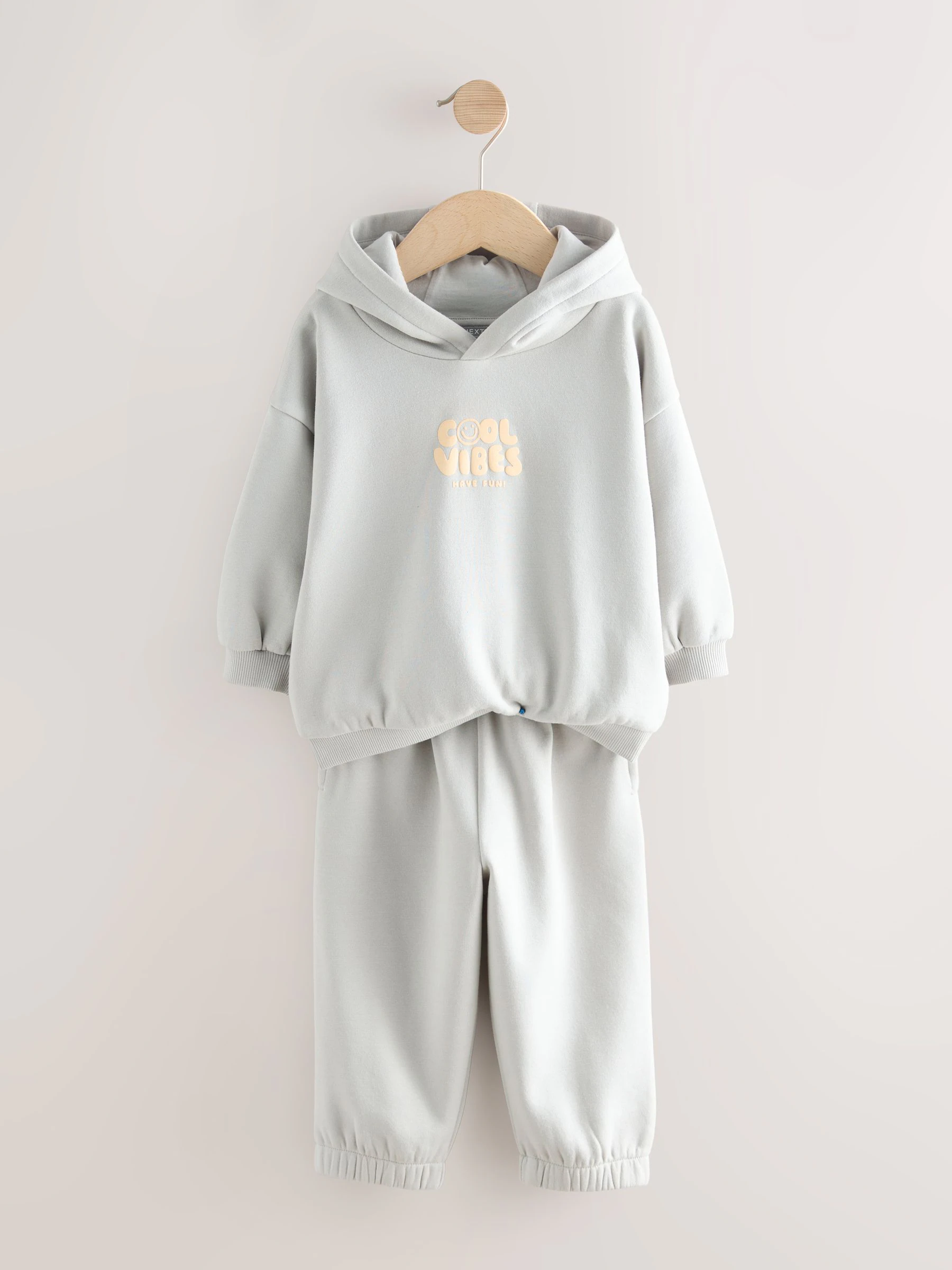 Lichtblauw - Set van bedrukte hoodie en joggingbroek (3mnd-7jr)