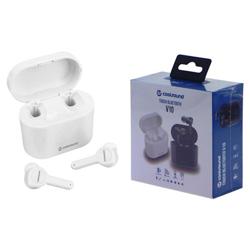Fones de ouvido intra-auriculares TWS V10 Touch Bluetooth brancos Coolsound