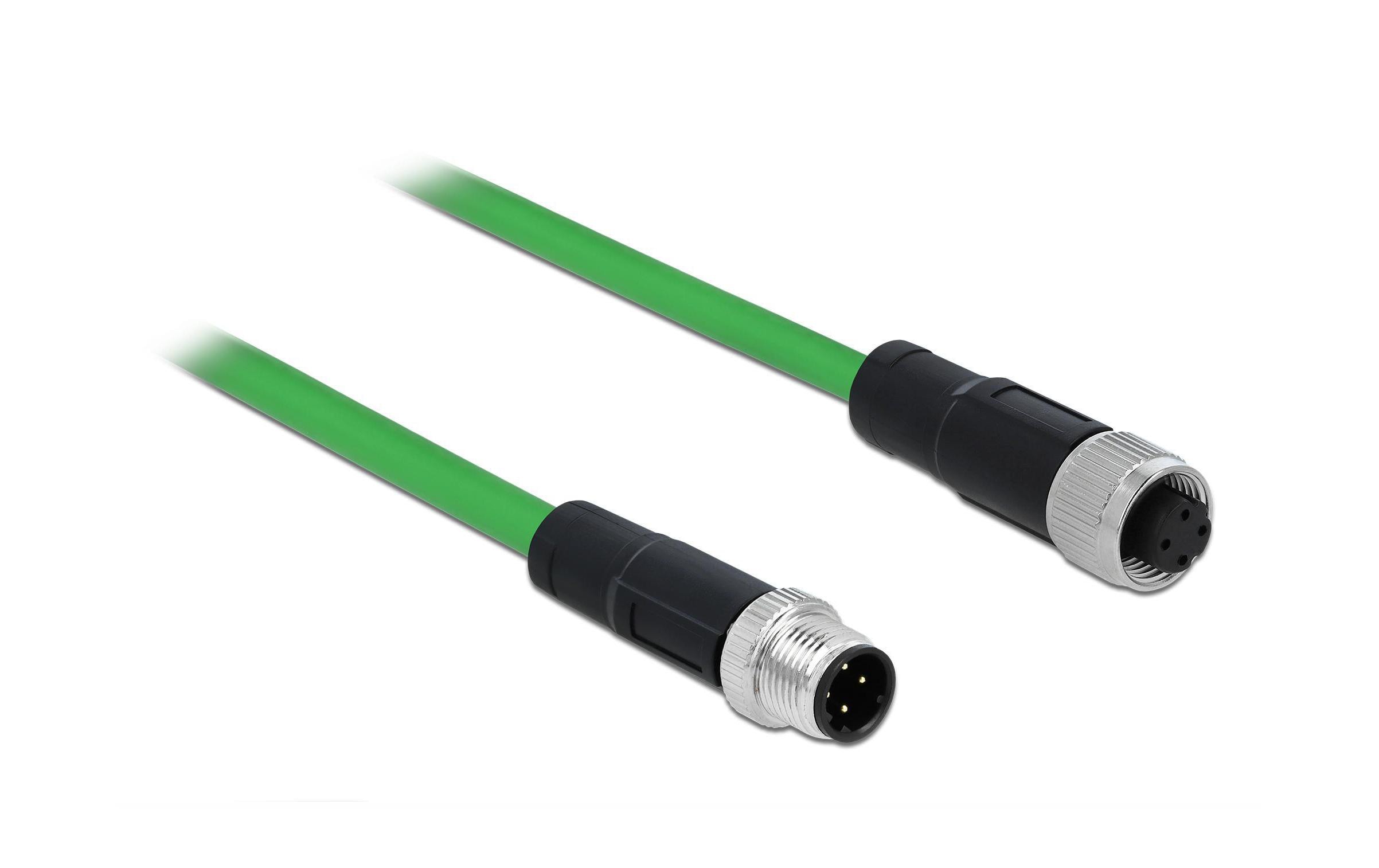 Patchkabel M12-M12 SF/UTP, 5 m, 4 Pin D-kodiert PROFINETDelock Netzwerkkabel M12 8 Pin X-kodiert zu RJ45 Hirose Stecker TPU 1 m