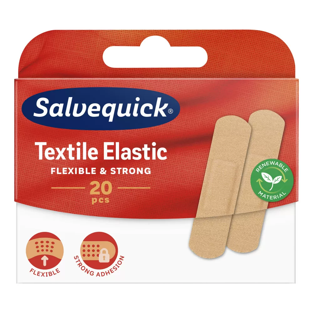 Salvequick Textile Elastic Plaster - 20 stk.