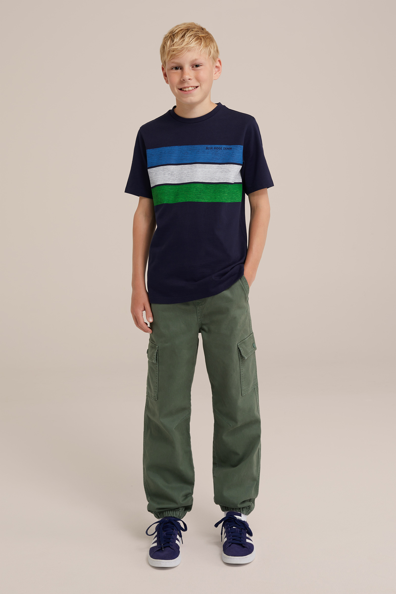 Jongens regular fit cargobroek WE Fashion Legergroen