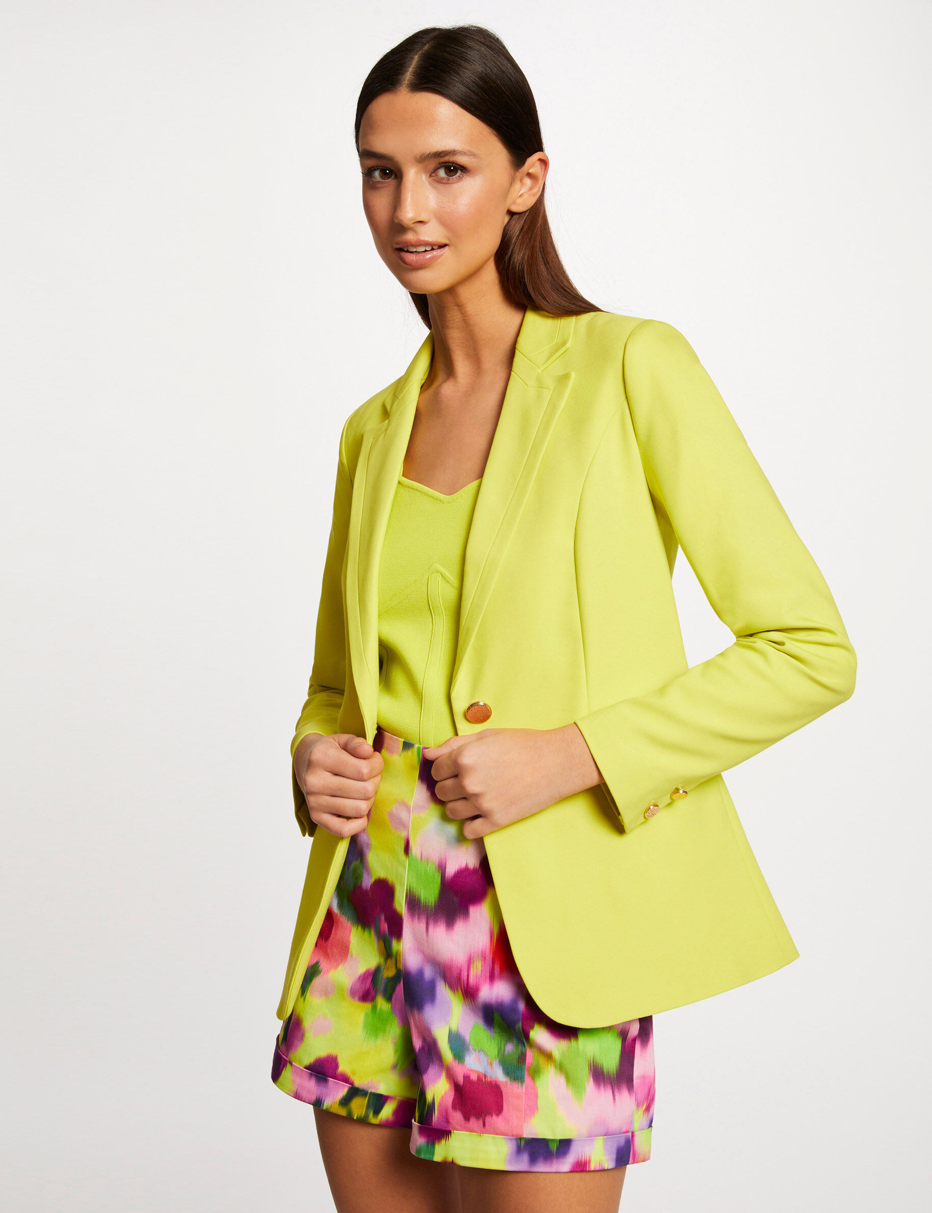Veste cintrée col cranté à revers anis femme - anis