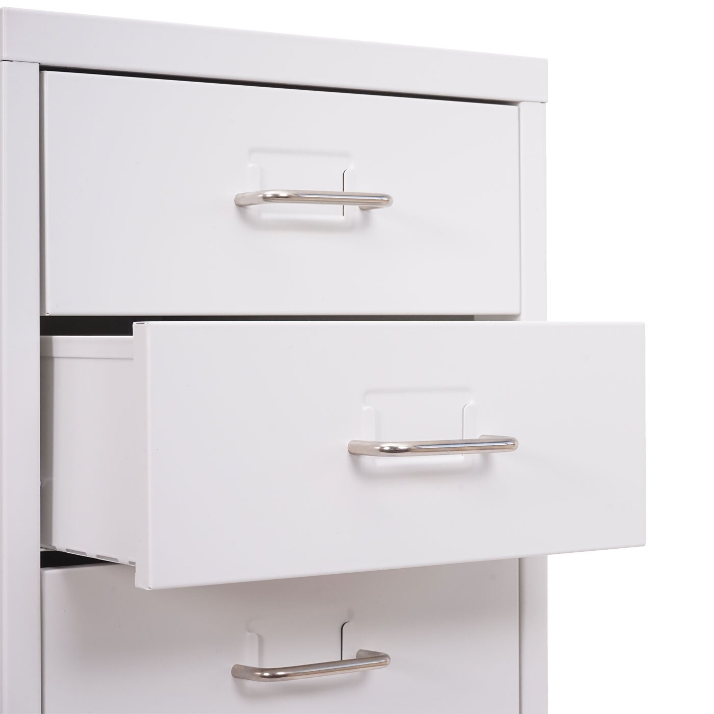 Rollcontainer Preston T851, Schubladenschrank Stahlschrank, 110x28x41cm 10 Schubladen ~ weiß
