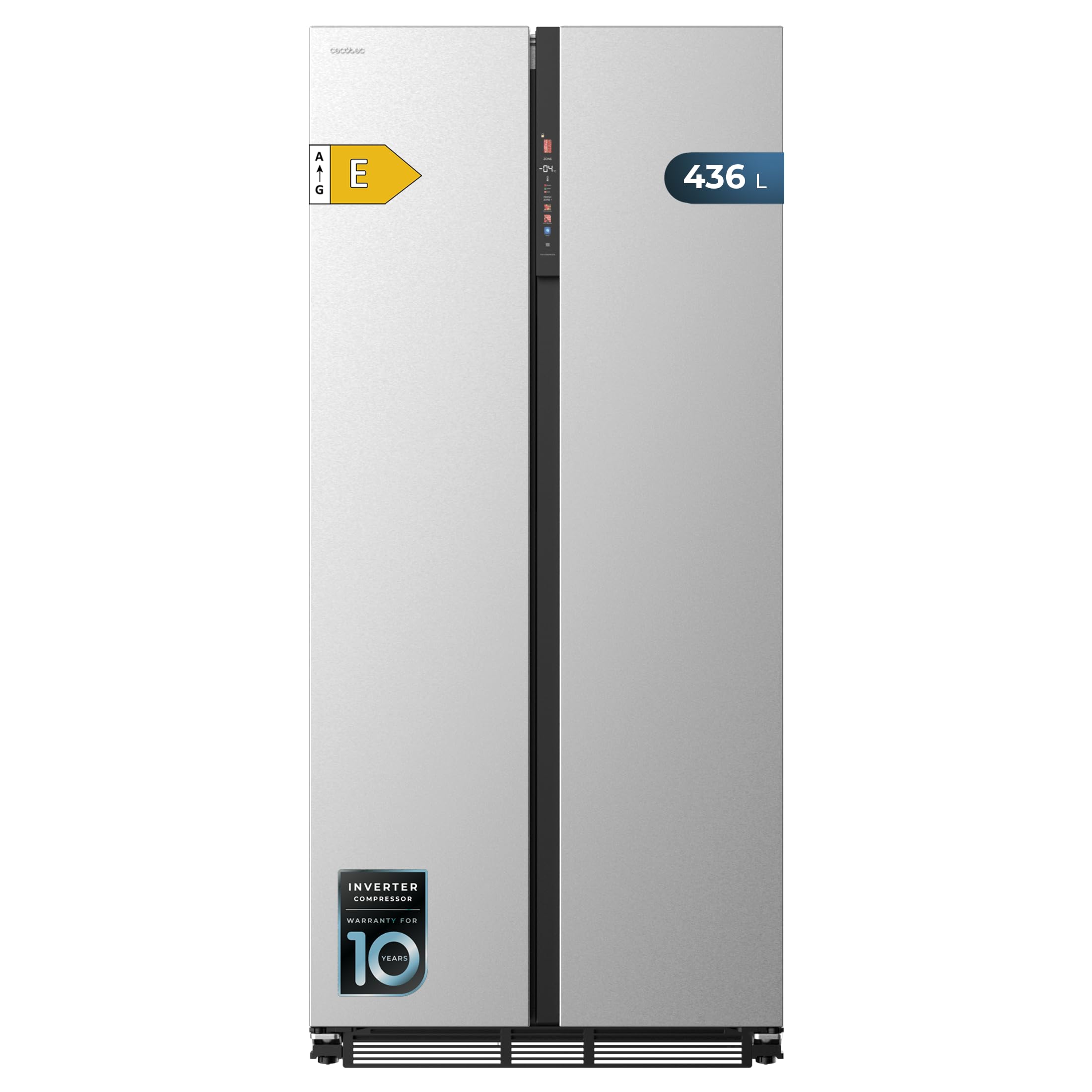 Cecotec Réfrigérateur américain Bolero CoolMarket SBS 436 SBI Inox E. Réfrigérateur américain inox, 436L, Total No Frost, Inverter Plus, MultiAirFlow,