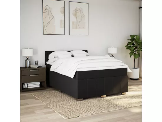 Sommier à lattes de lit avec matelas Noir 160x200 cm Tissu