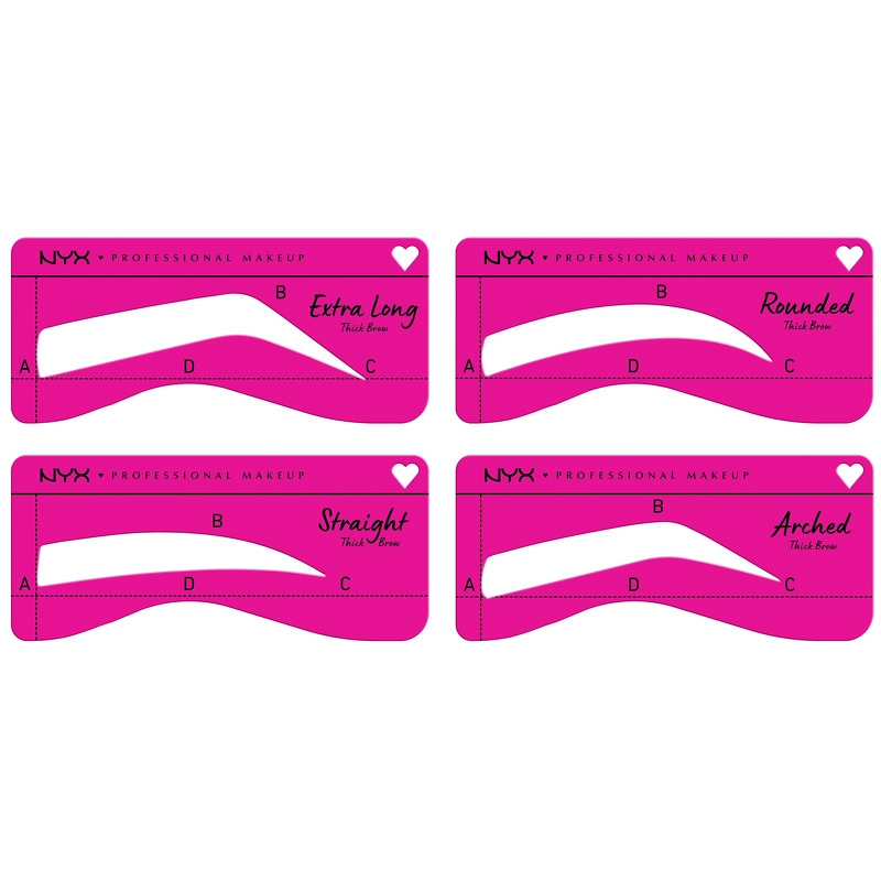 NYX Prof. Makeup Zero To Brow Stencils 4 Pieces - Thick Brows