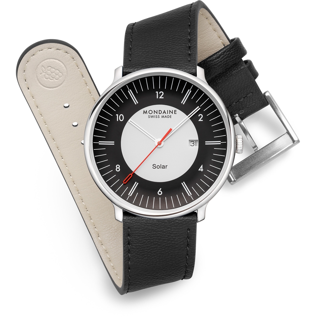 Mondaine Doppio Solar Schwarz / Weiss Ø 41
