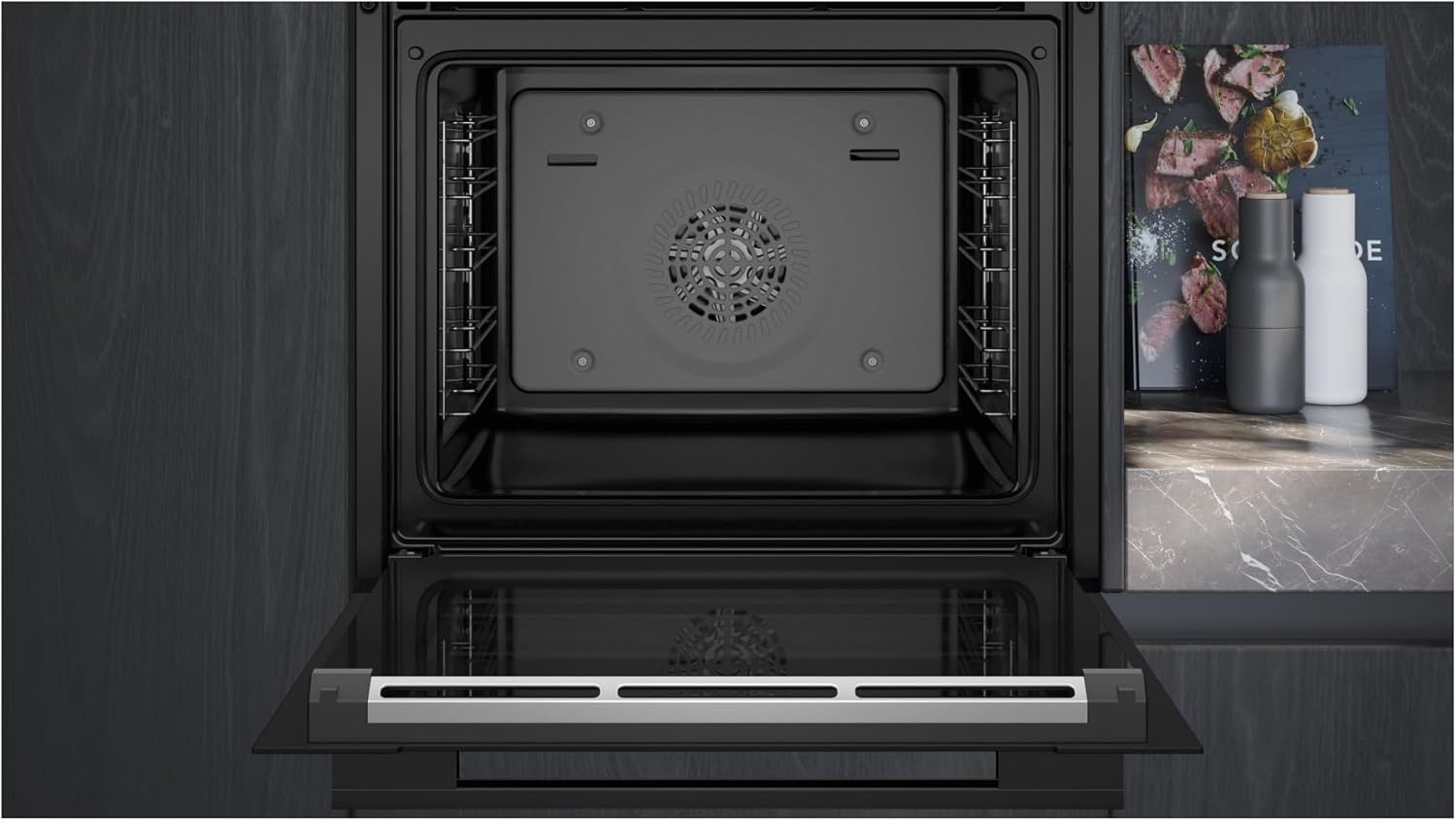 Siemens HB734G1B1, iQ700 Smarter Einbau-Backofen, 60 x 60 cm, Made in Germany, Schwarz, ecoClean & humidClean Selbstreinigung, Air Fry, Automatikprogramme, Farbiger Touchscreen
