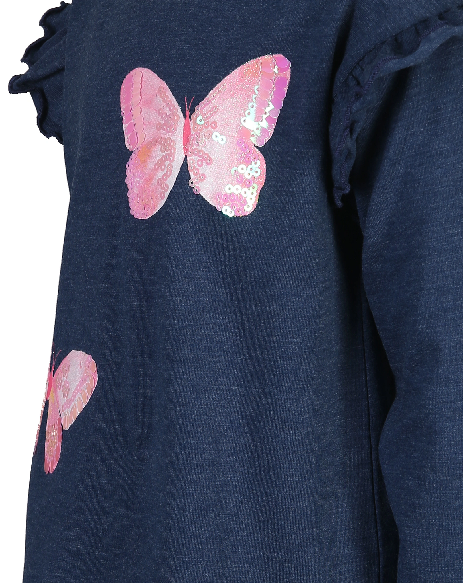 Langarmshirt ROSA SCHMETTERLING in blau melange