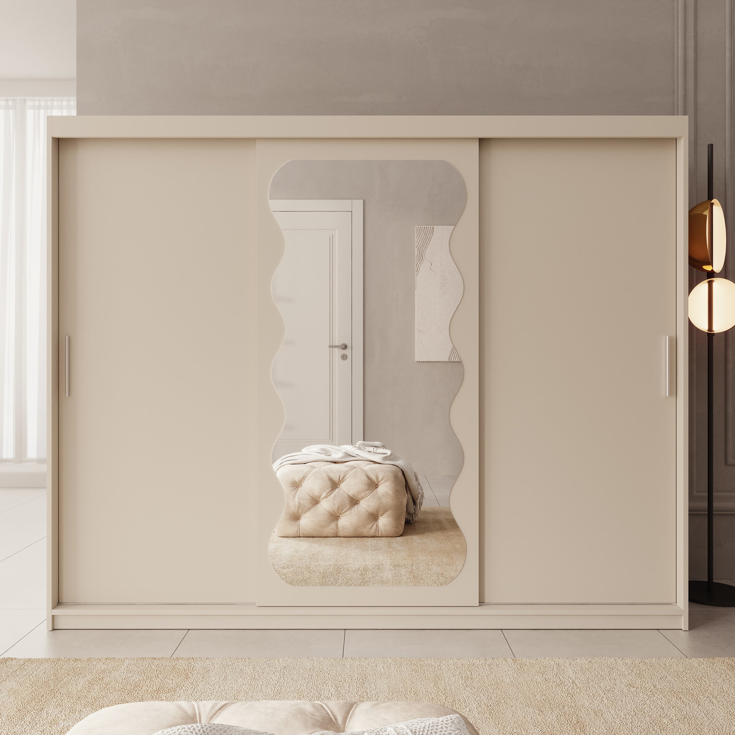 Sentoji - Kledingkast met 3 schuifdeuren - Beige - 250x62x200 cm