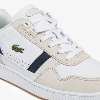 Sneakers T-Clip femme tricolore en cuir et daim Sneakers - Blanc - Lacoste - Femme