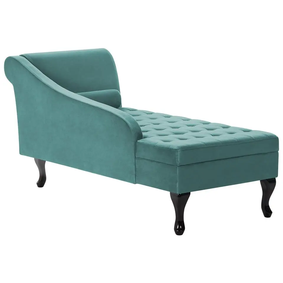 PESSAC - Chaise longue - Groenblauw - Rechterzijde - Fluweel