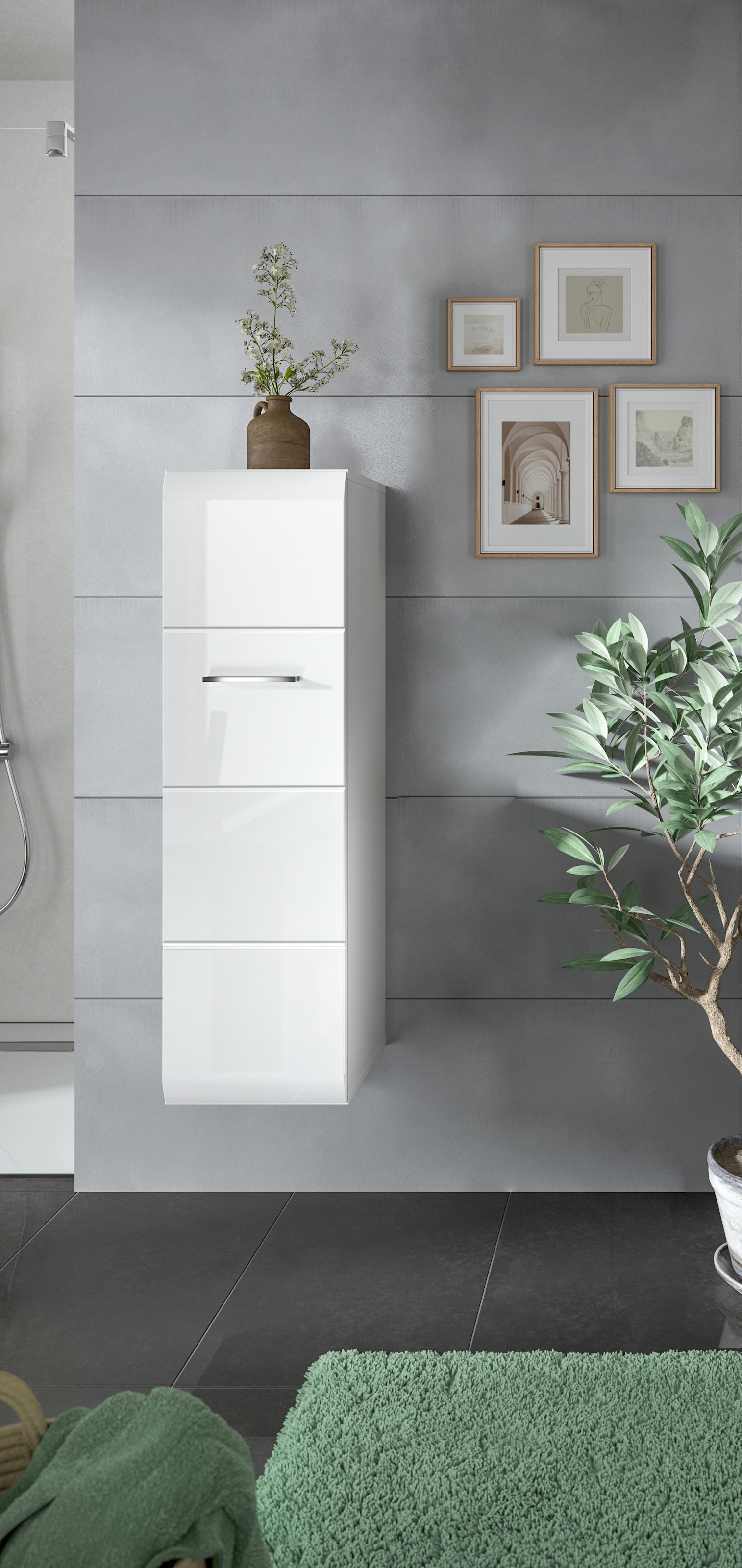 INOSIGN Stauraumschrank 1 Stk. tlg. Florenz, Stauraumschrank, Weiss Hochglanz, 30 cm breit, 4 Fächer